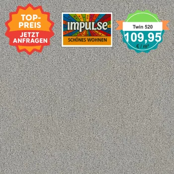 Draufsicht Girloon TWIN Teppichboden Velours 520 Grau, 2/4 m breit, Preis 109,95 €/m²